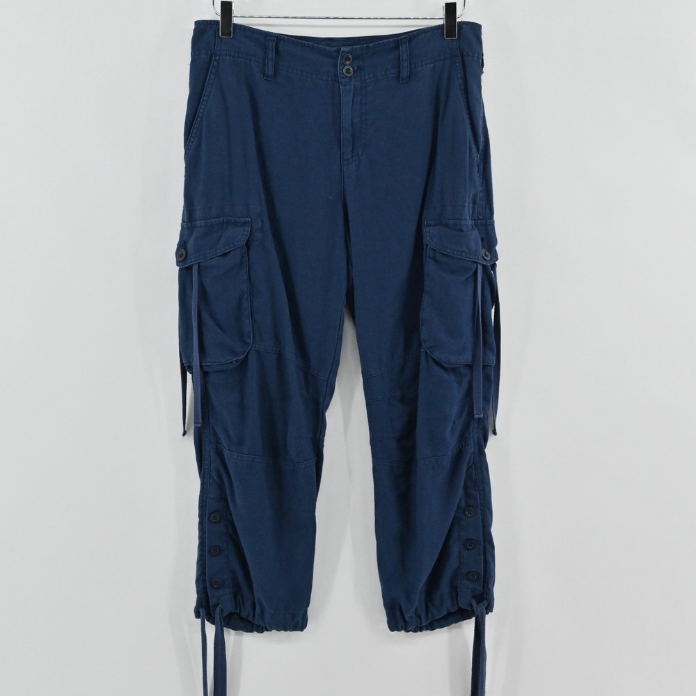 Lauren Ralph Lauren Cargo Crop Pants Womens Size 6 Navy Blue Y2K Linen Capsule